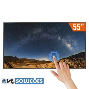 Locação tv 55 touch screen para eventos, feiras, estantes